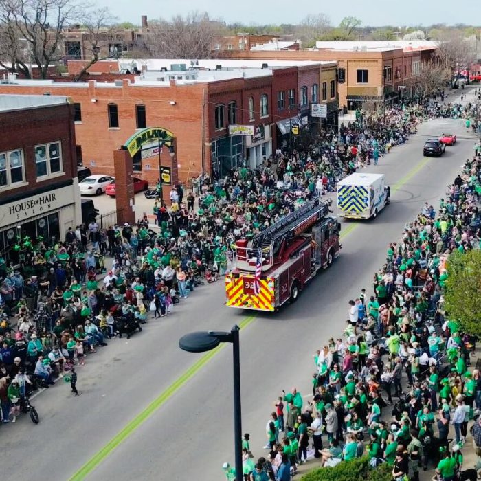 Sedgwick County first responder vehicles participate in the 2024 Delano Paddy Day Parade.